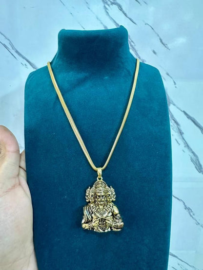 Panchamukhi Hanuman Pendant With Snake Golden Chain