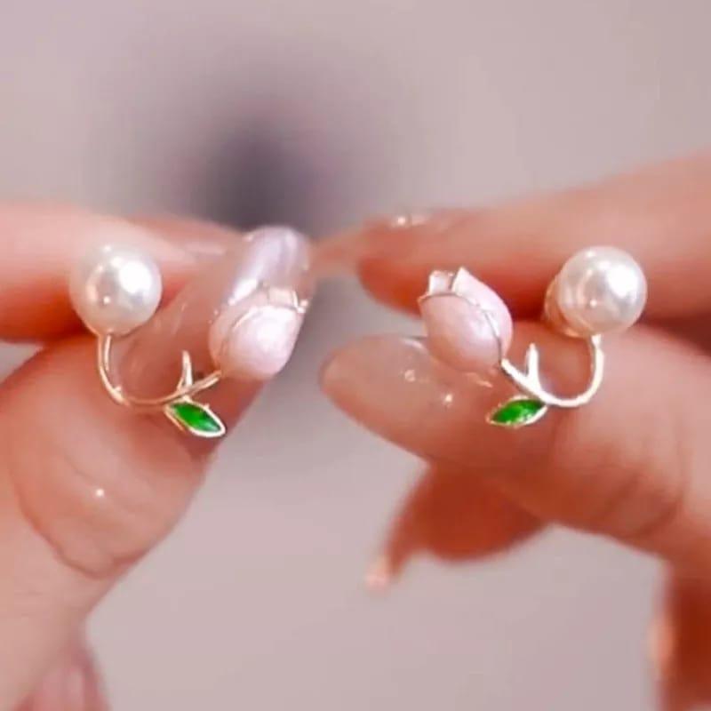 AVR JEWELS Stylish Korean Artificial Rose Stud Earrings For Women and Girls